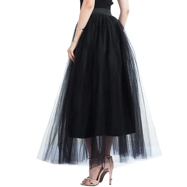 4 Layers 100cm Floor length Skirts for Women Elegant High Waist Pleated Tulle Skirt Bridesmaid Ball Gown Bridesmaid Clothing