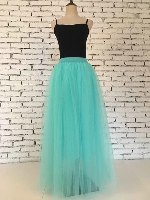 4 Layers 100cm Floor length Skirts for Women Elegant High Waist Pleated Tulle Skirt Bridesmaid Ball Gown Bridesmaid Clothing