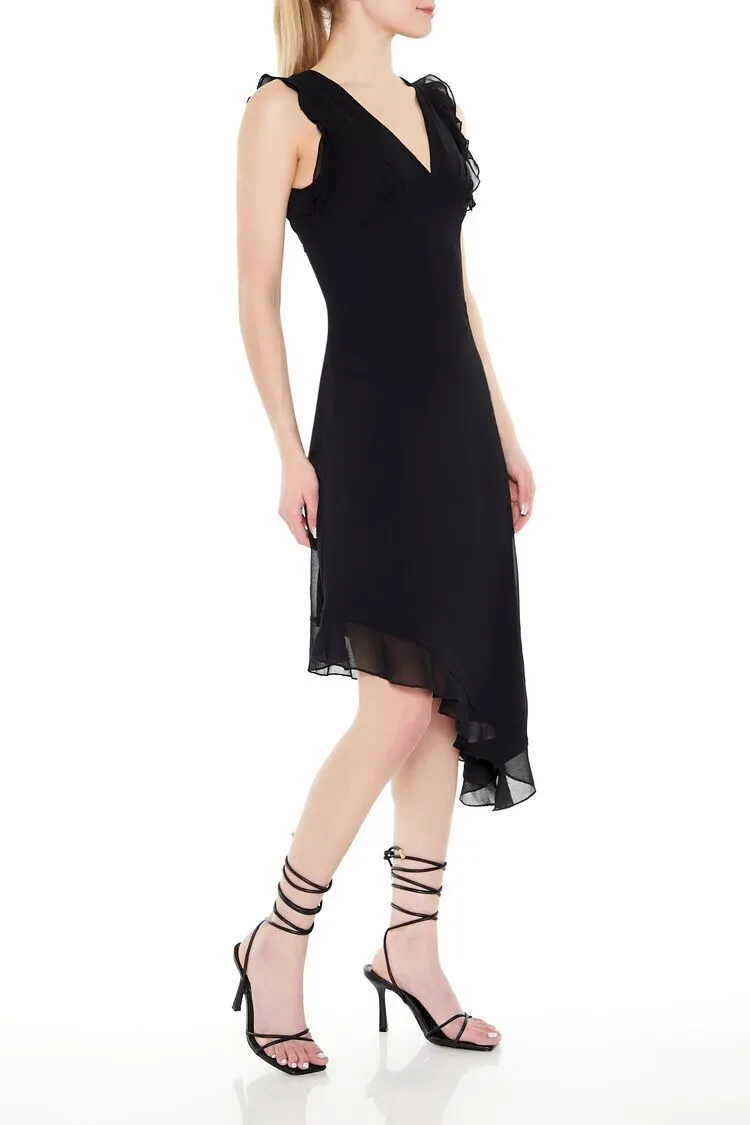 Asymmetrical Chiffon Midi Dress