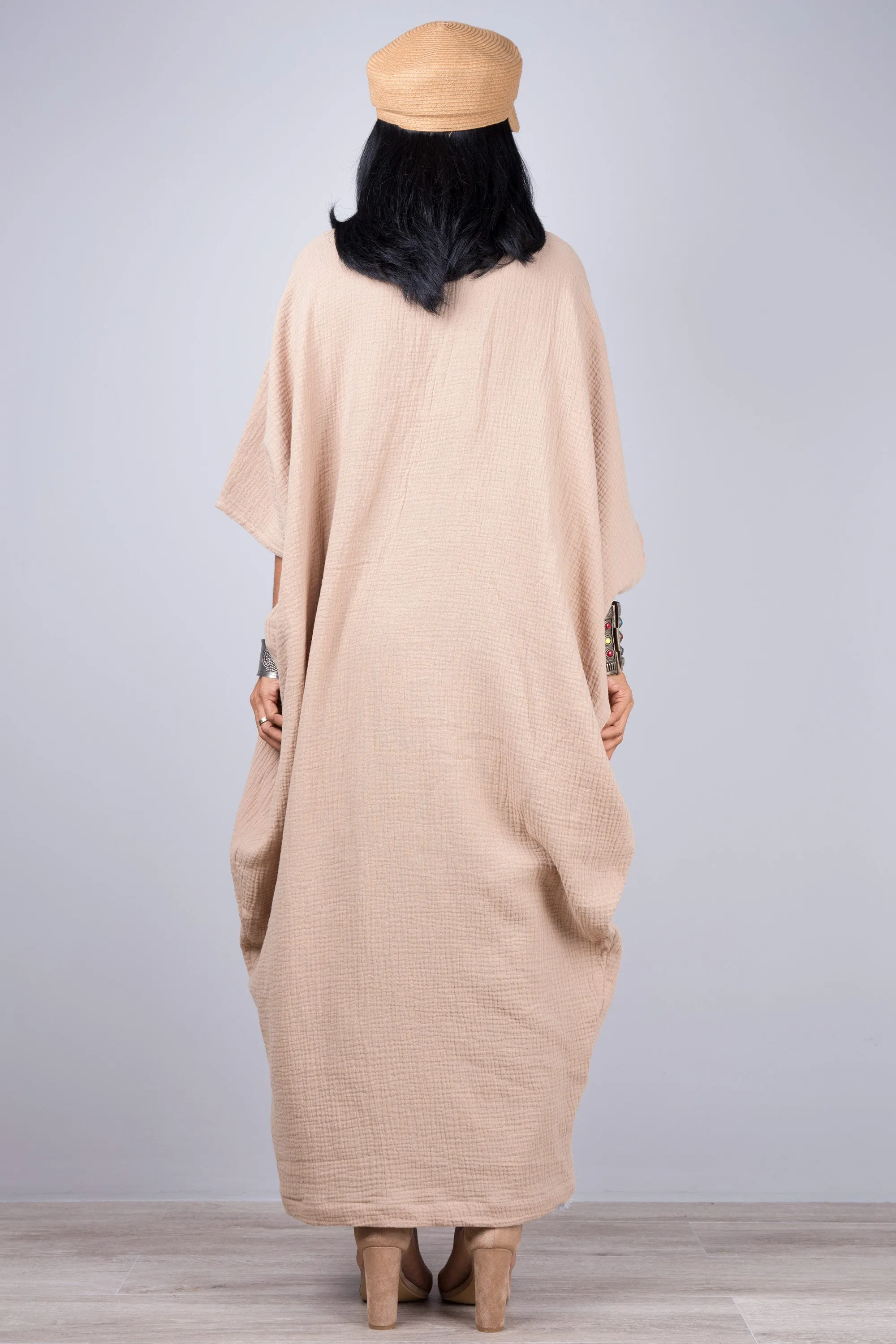 Beige Dress - Cotton Gauze Kaftan