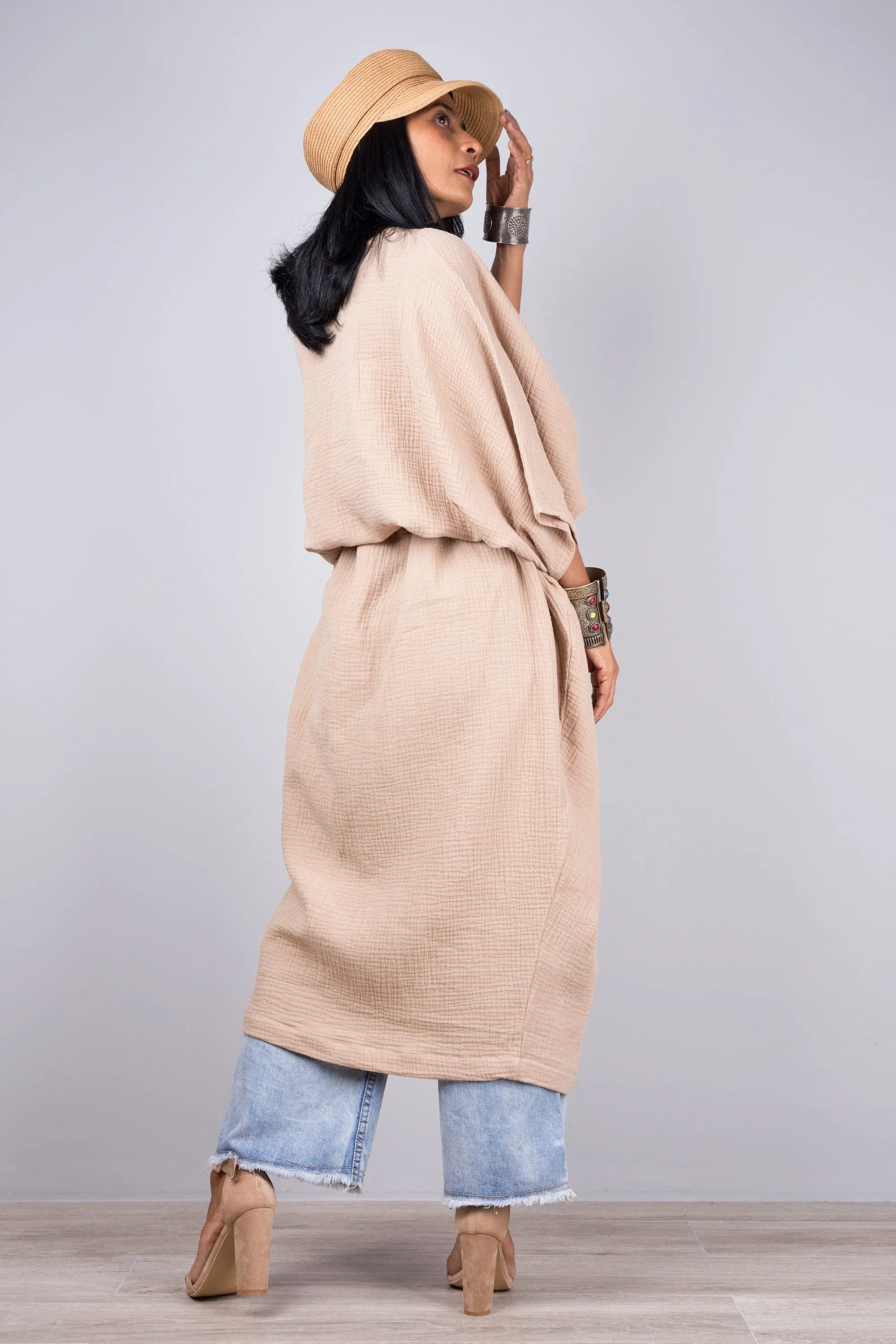 Beige Dress - Cotton Gauze Kaftan