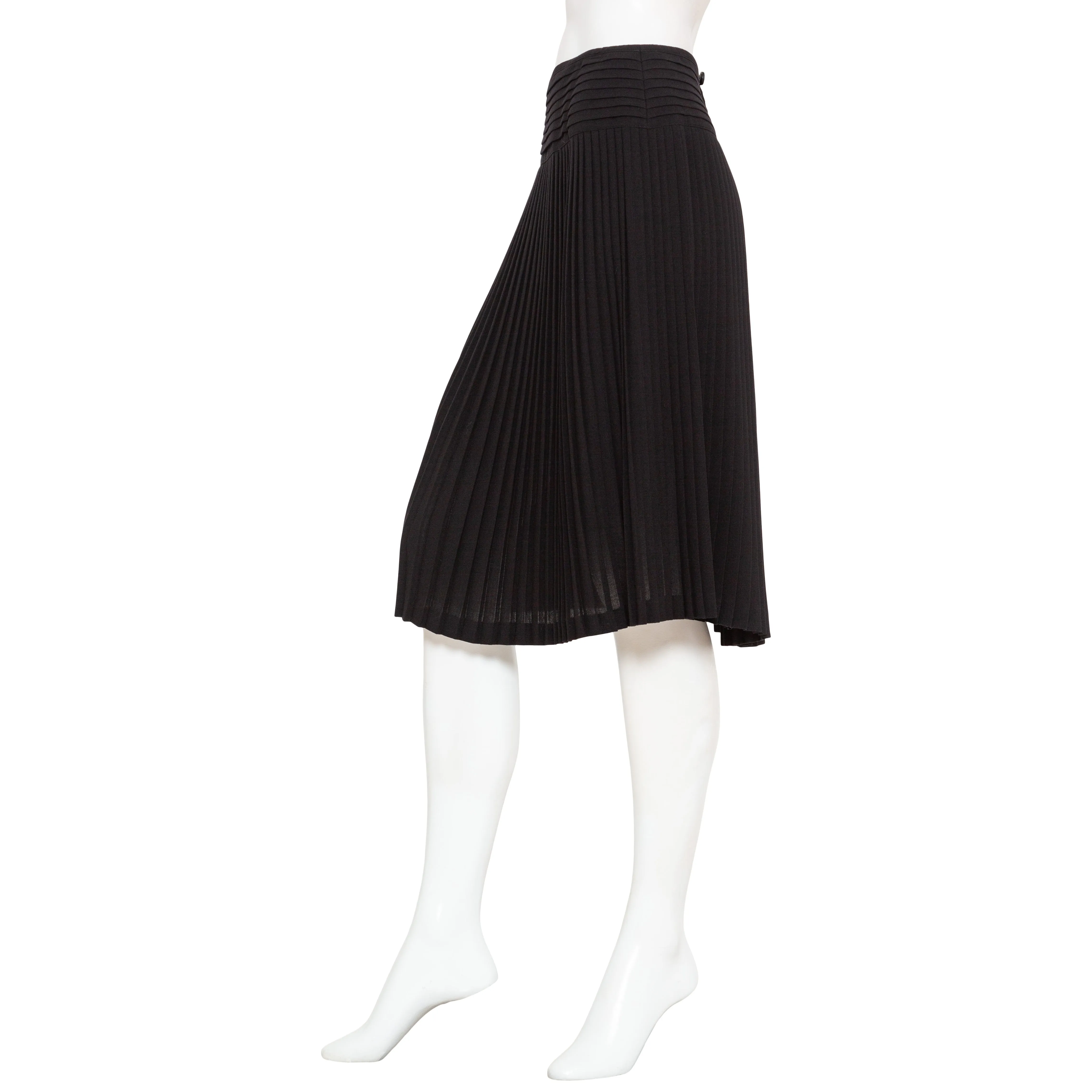 Black Silk Pleated Skirt