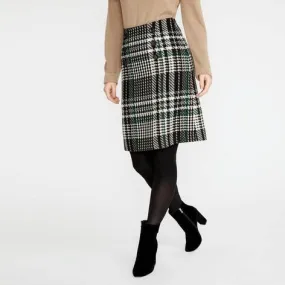 Black/Green A-Line Check Skirt