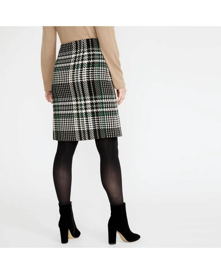 Black/Green A-Line Check Skirt