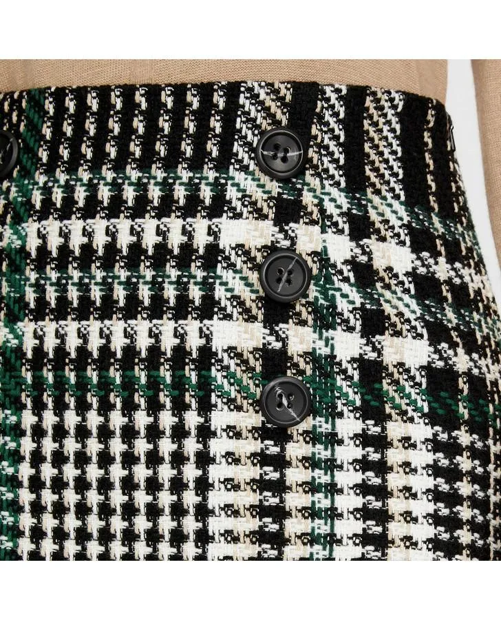 Black/Green A-Line Check Skirt