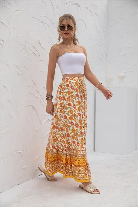 Boho Ruffled Maxi Skirt