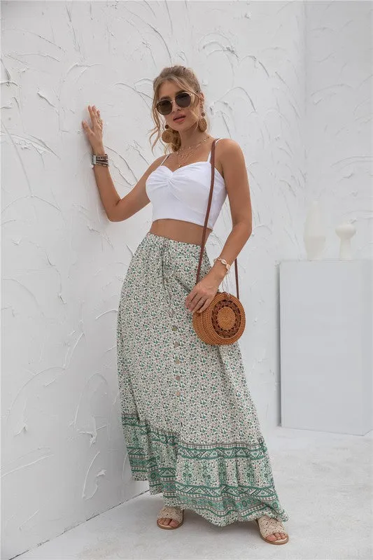 Boho Ruffled Maxi Skirt