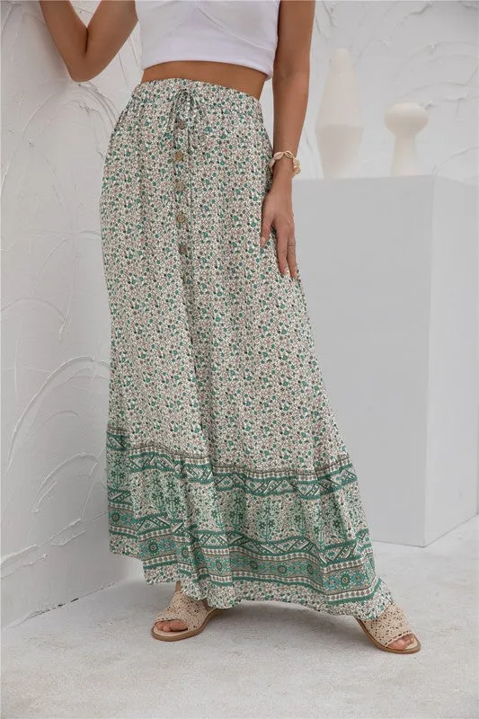 Boho Ruffled Maxi Skirt