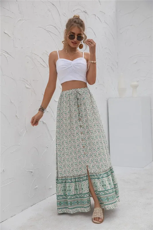 Boho Ruffled Maxi Skirt