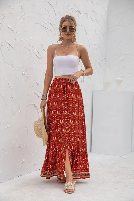 Boho Ruffled Maxi Skirt