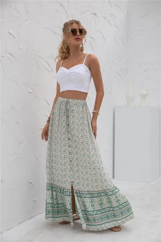 Boho Ruffled Maxi Skirt