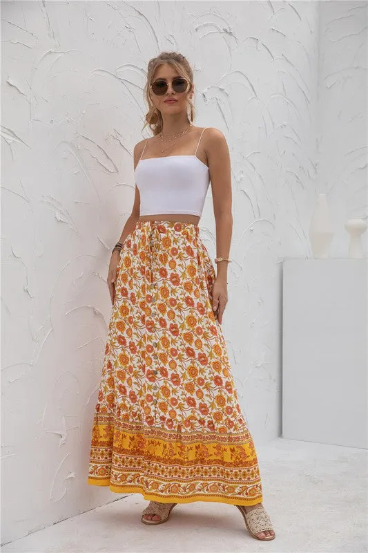 Boho Ruffled Maxi Skirt