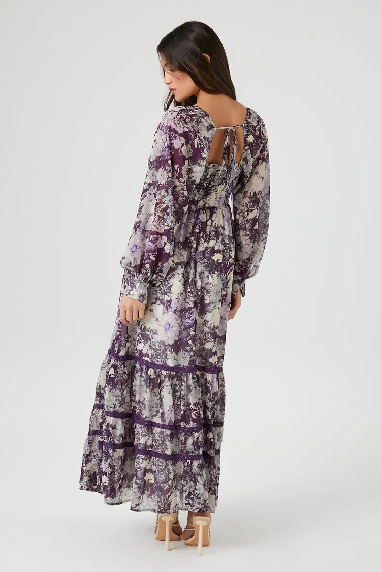 Chiffon Floral Tiered Maxi Dress