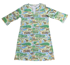 Claiborne Farm Print 3/4 Sleeve Dress