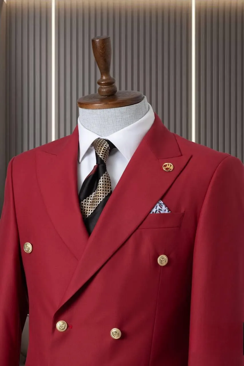 Classic Red Double Breasted Suit