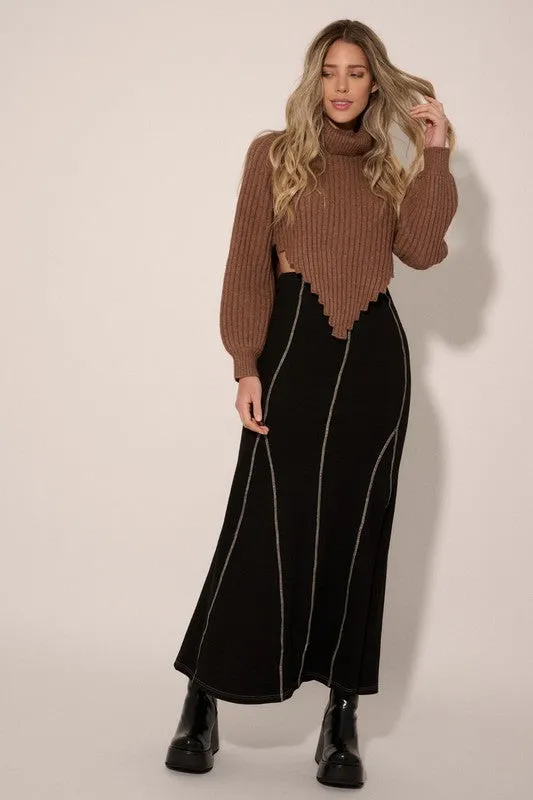 CONTRAST STITCH STRAIGHT MAXI