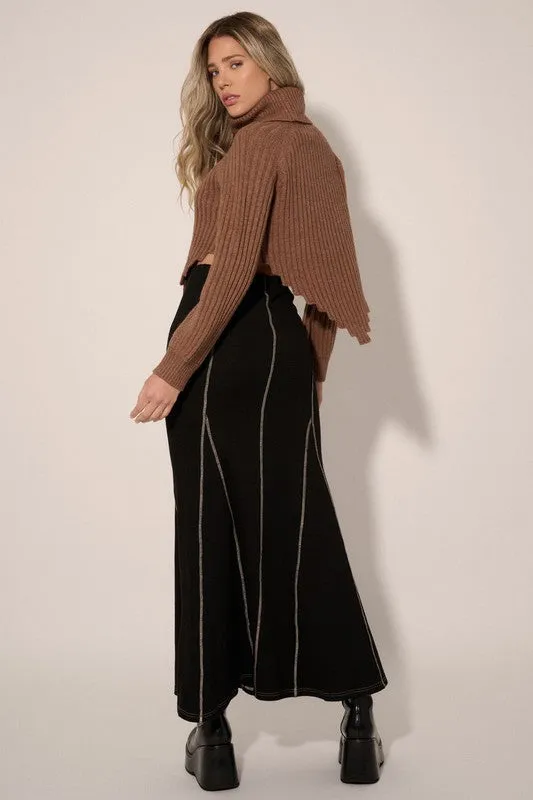 CONTRAST STITCH STRAIGHT MAXI