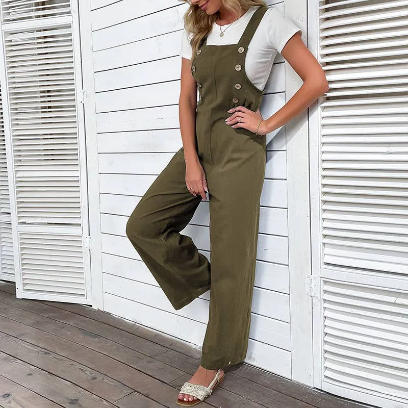 COTTON HEMP WIDE LEG OVERALLS_CWBLP0647