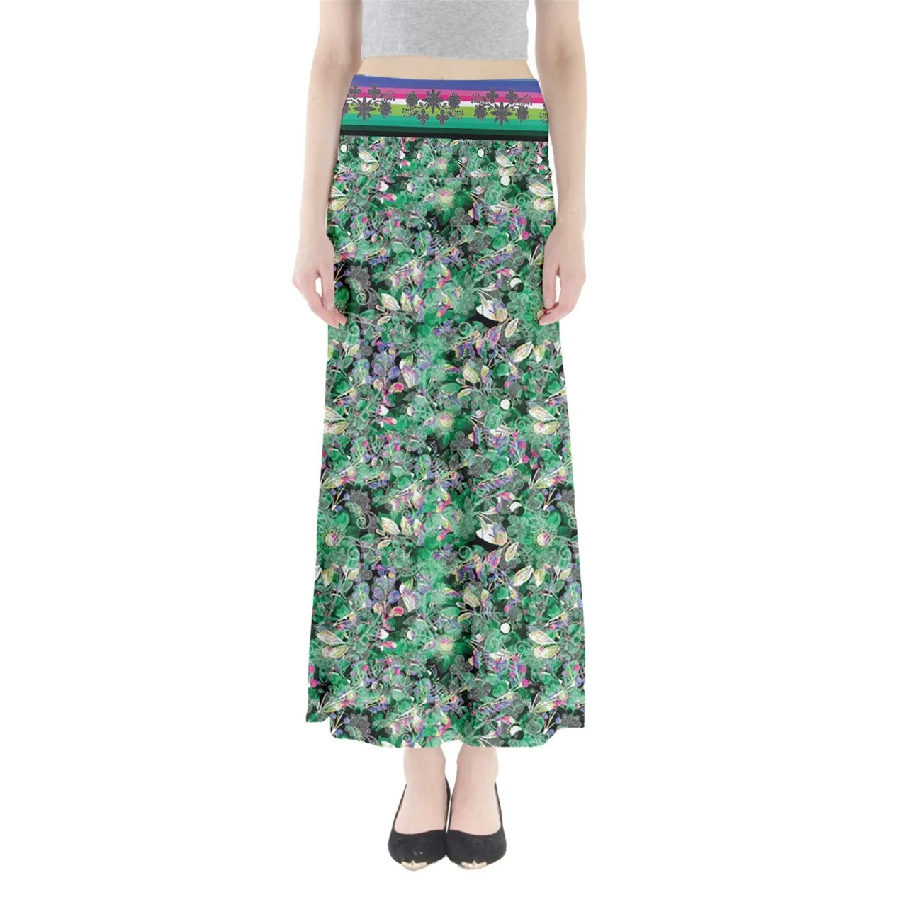 Culture in Nature Green Full Length Maxi Skirt