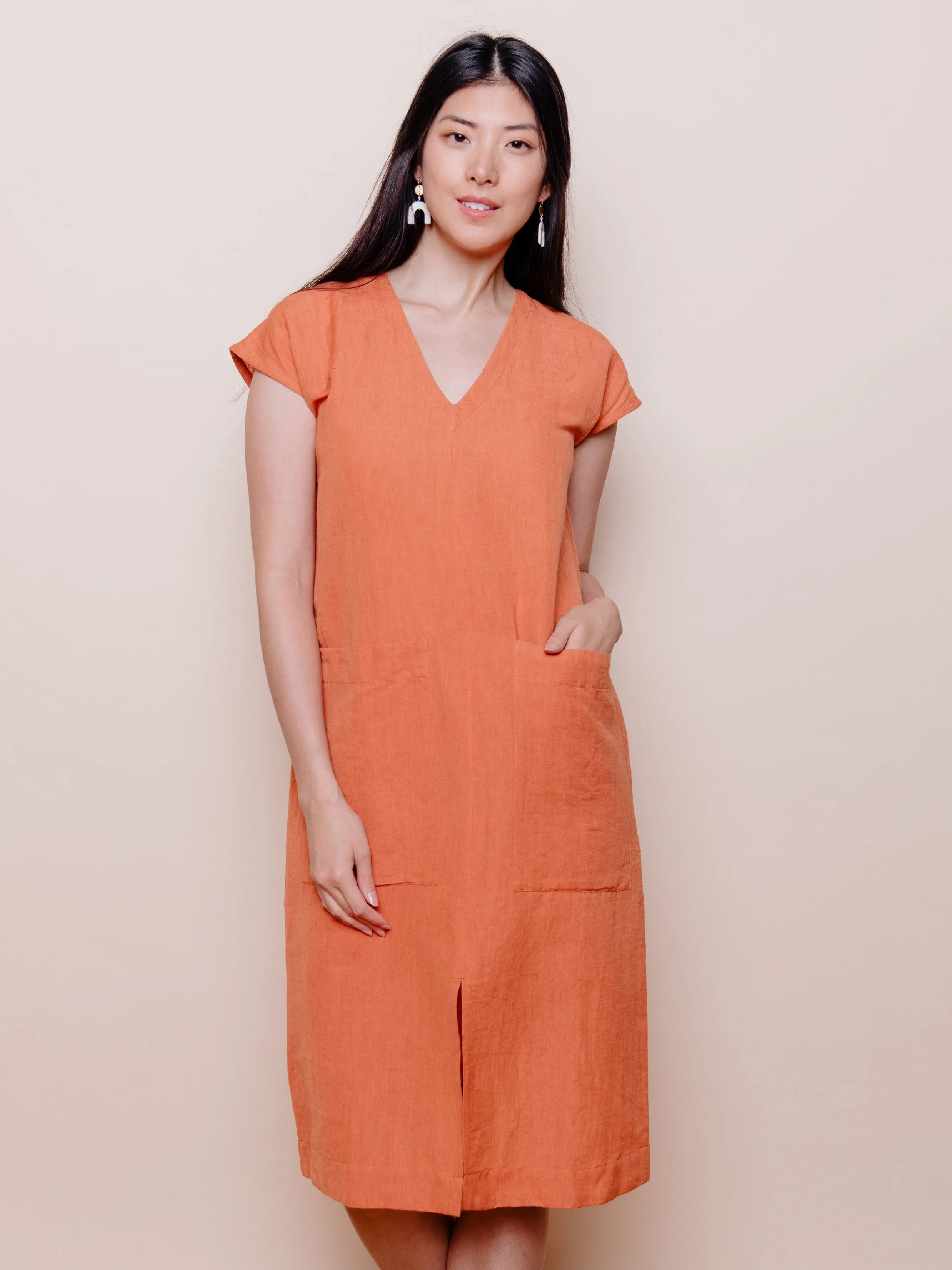 Darjeeling Pocket Dress - Amber Linen