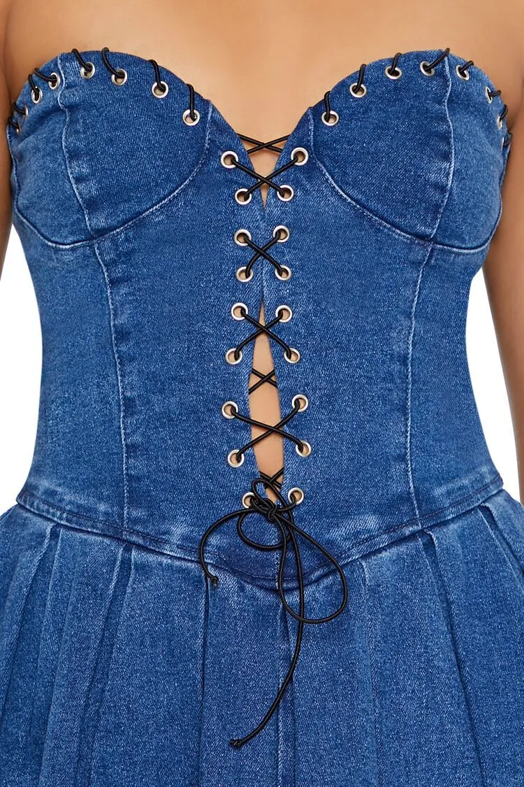 Denim Sweetheart Mini Dress