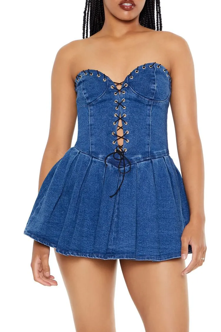 Denim Sweetheart Mini Dress