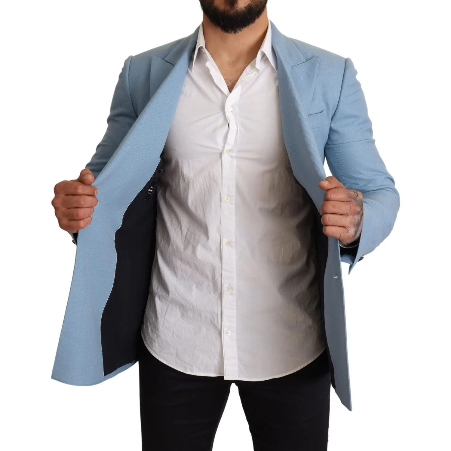 Dolce & Gabbana Elegant Blue Cashmere-Silk Men's Blazer