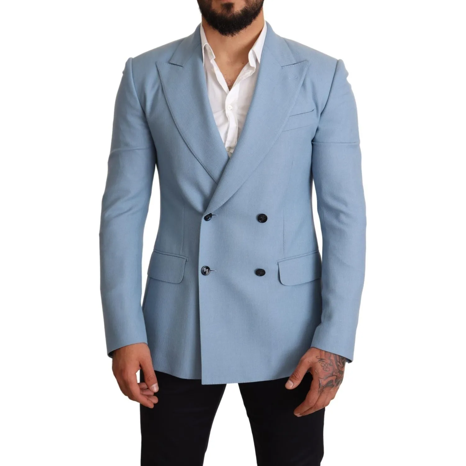 Dolce & Gabbana Elegant Blue Cashmere-Silk Men's Blazer