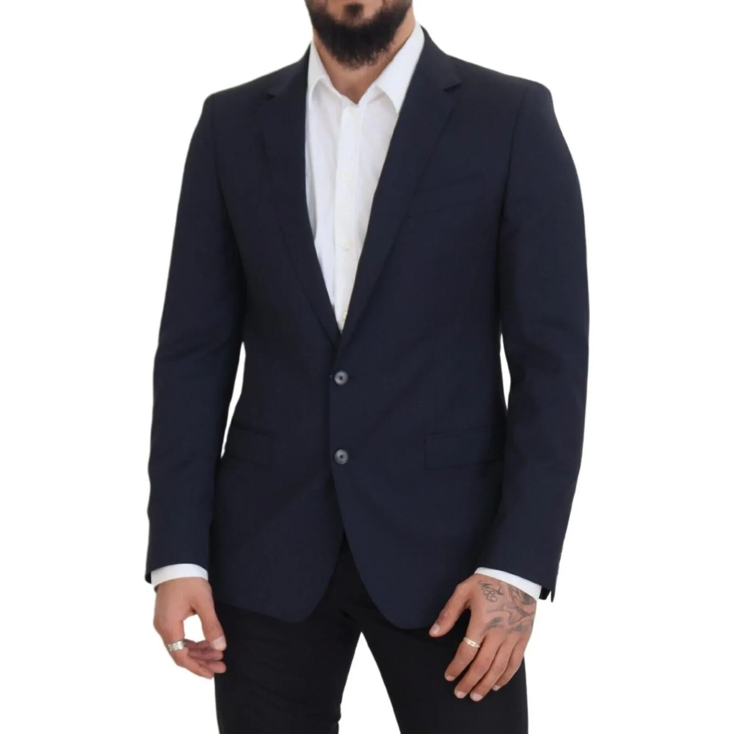 Dolce & Gabbana Elegant Dark Blue Slim Fit Wool Blazer