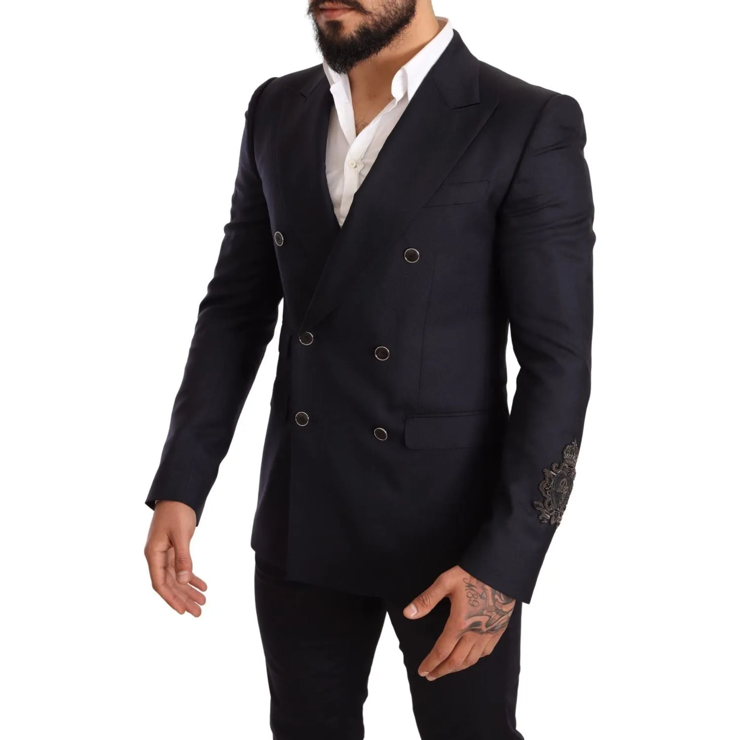 Dolce & Gabbana Elegant Navy Cashmere Silk Blend Blazer