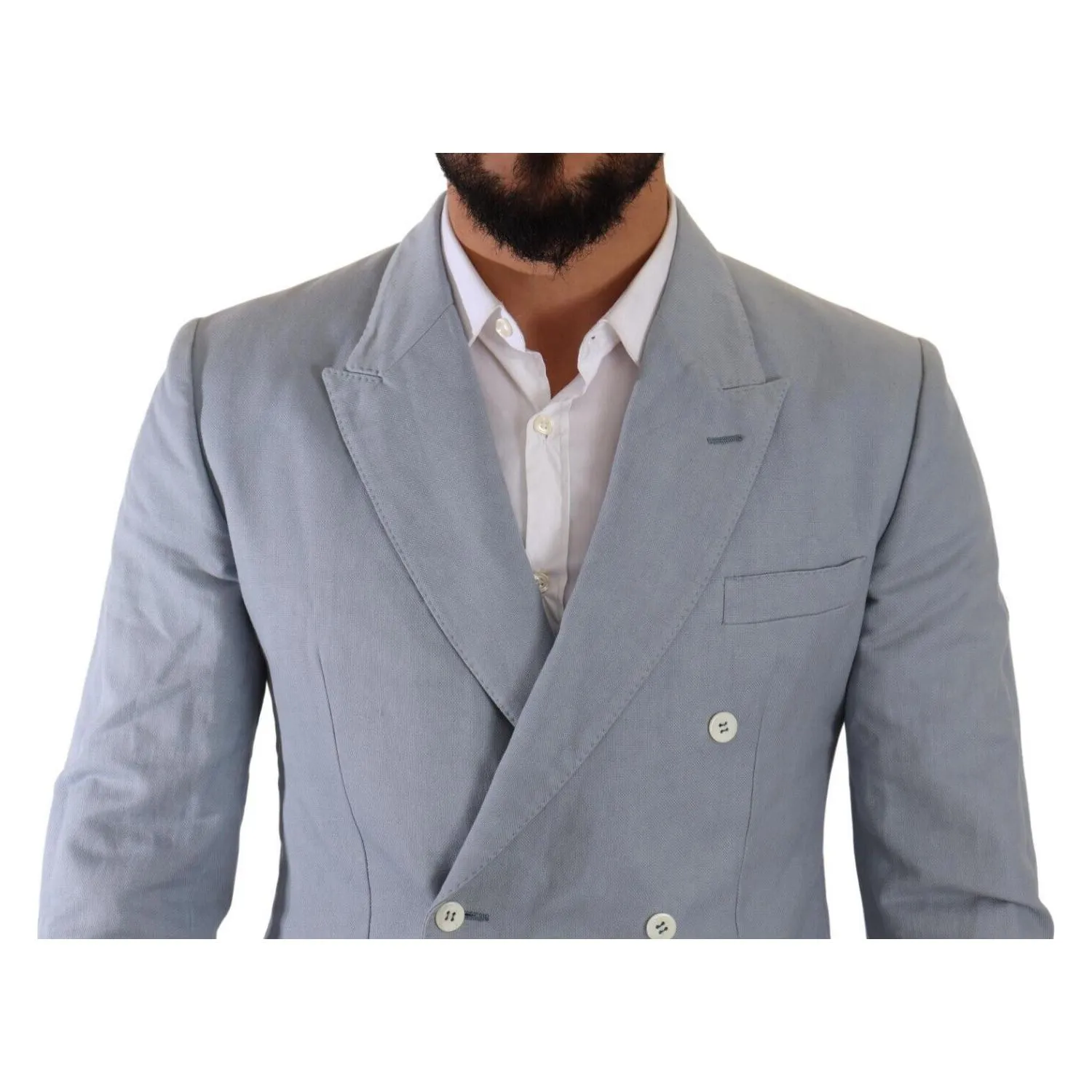 Dolce & Gabbana Elegant Slim Fit Light Blue Double Breasted Blazer