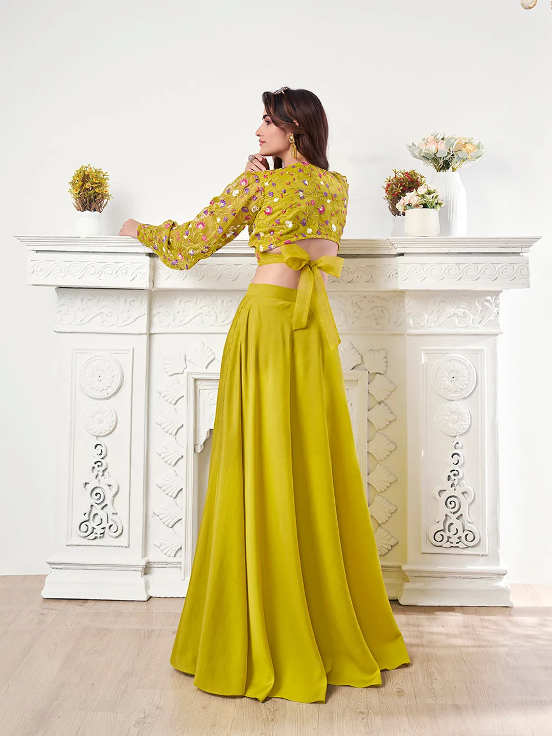 Embroidered Organza Top & Flared Maxi Skirt Co-Ord Set