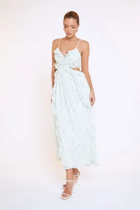 Floral Print Cutout Maxi Dress