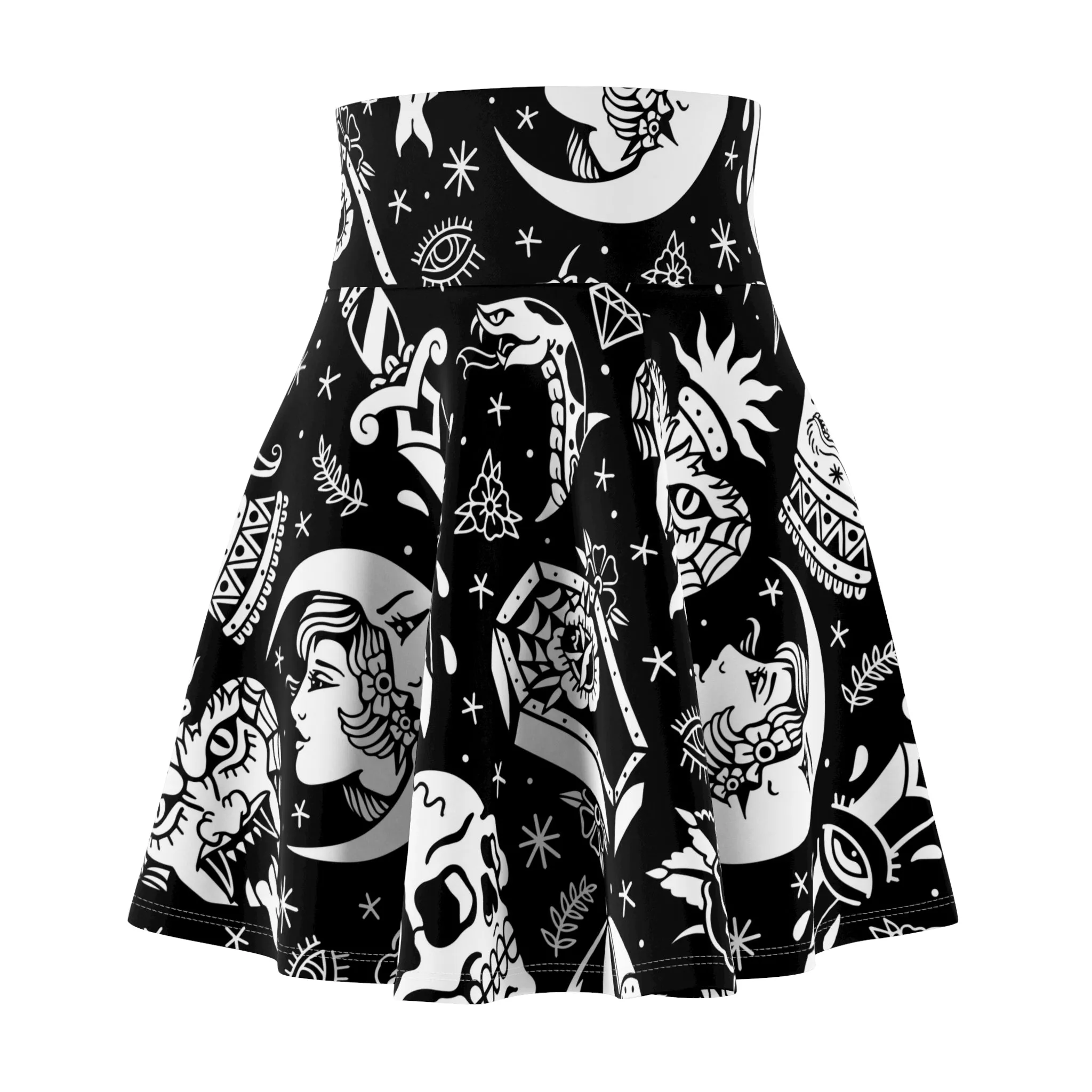 Inked Tattoo Flash Skater Skirt