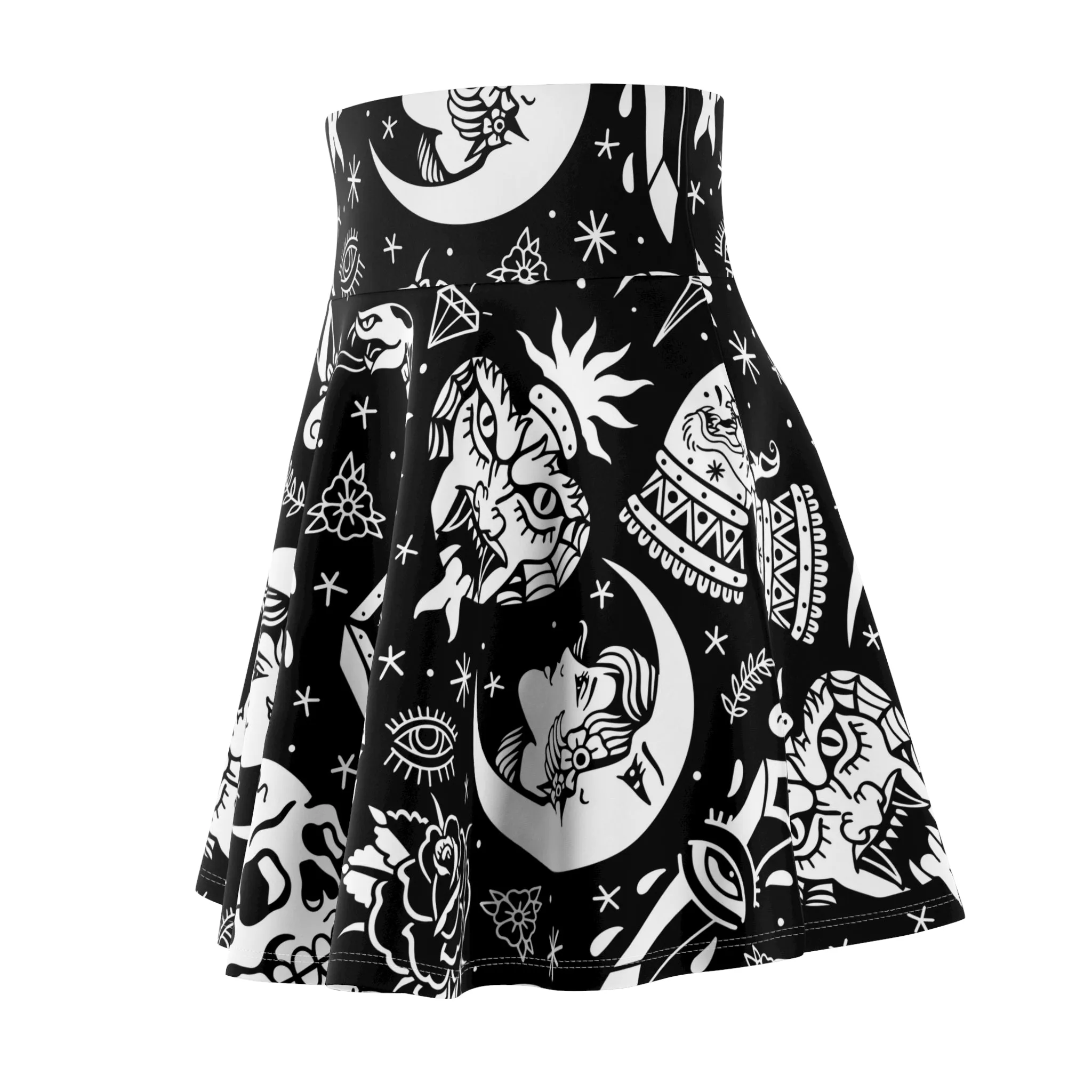 Inked Tattoo Flash Skater Skirt