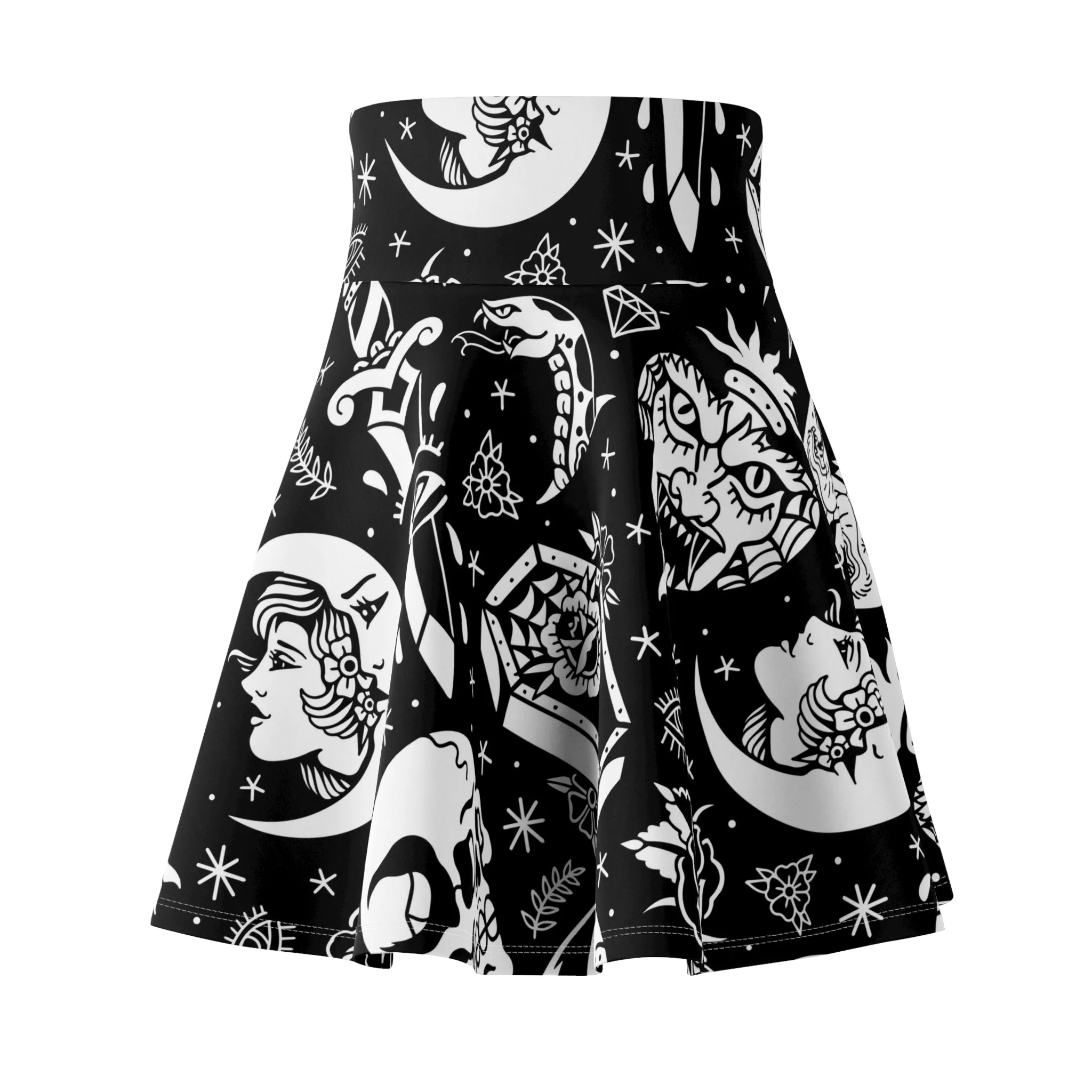 Inked Tattoo Flash Skater Skirt