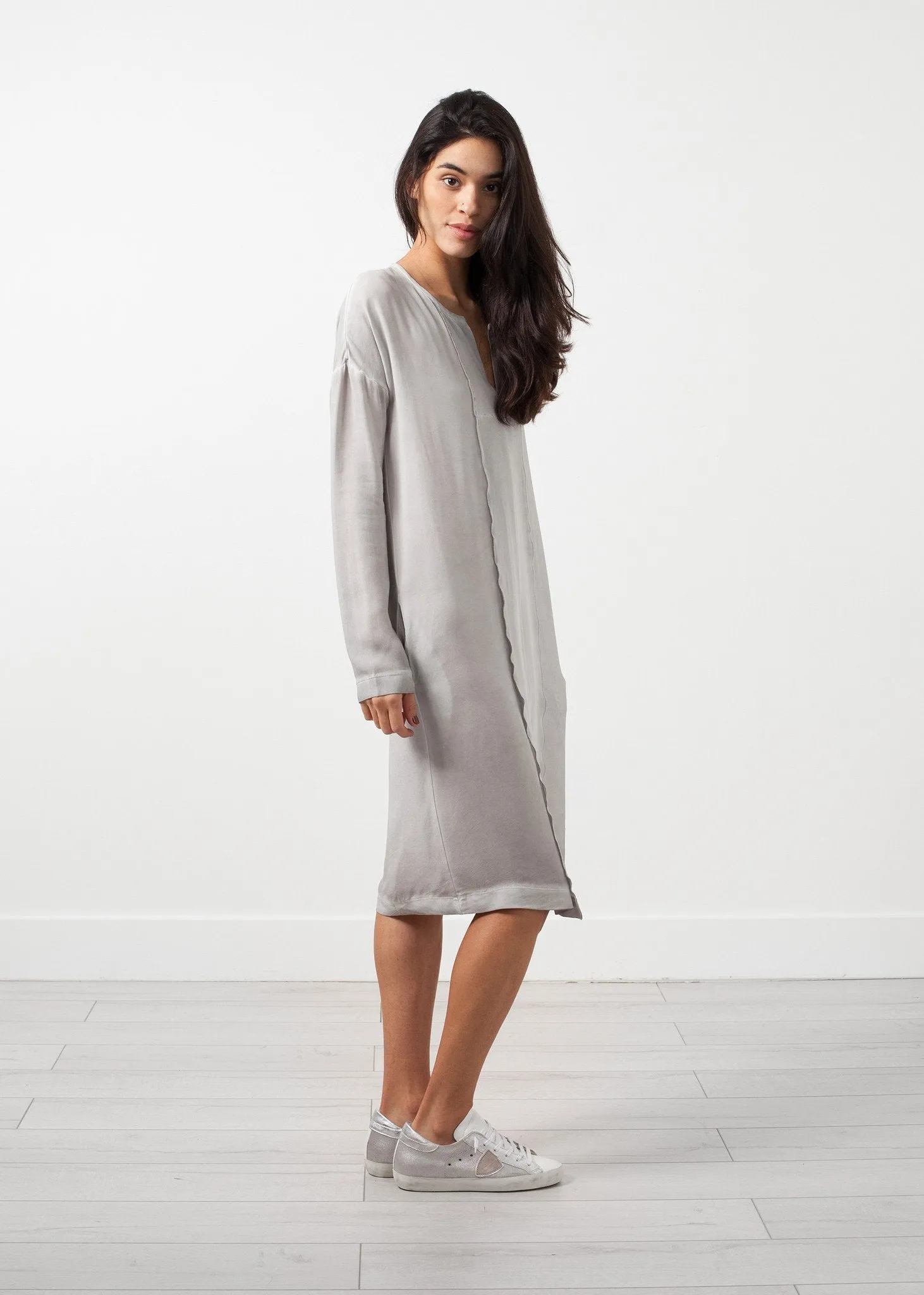 Long Sleeve Silk Dress