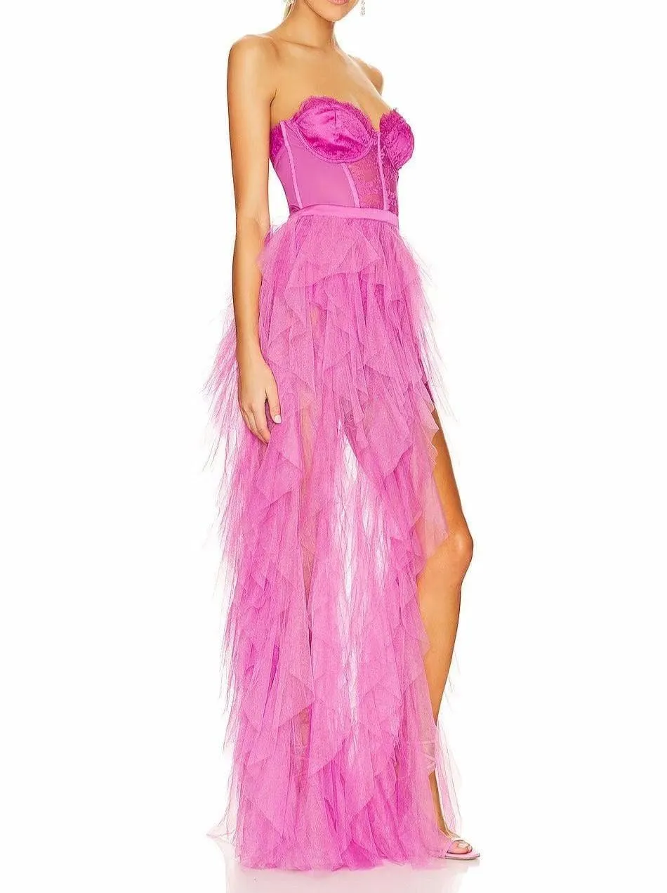 Maria Sweetheart Tulle Tiered Prom Maxi Dress