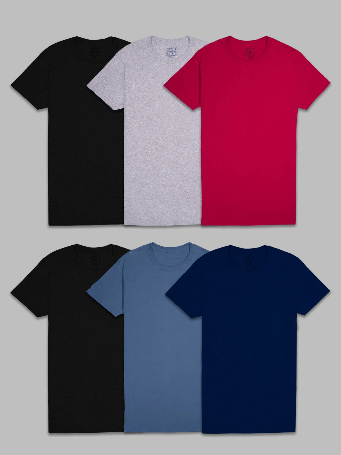 Men's Short Sleeve Crew T-Shirt, Assorted 6 Pack