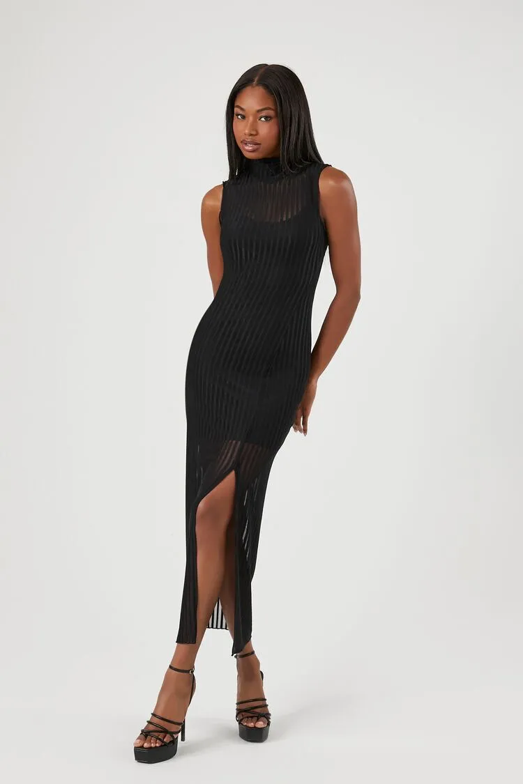 Mesh Turtleneck Maxi Dress