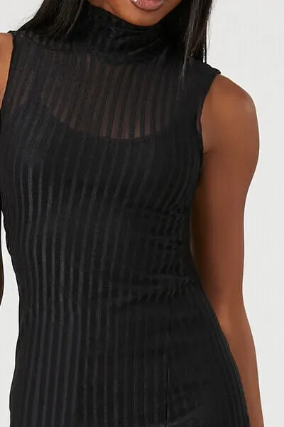 Mesh Turtleneck Maxi Dress