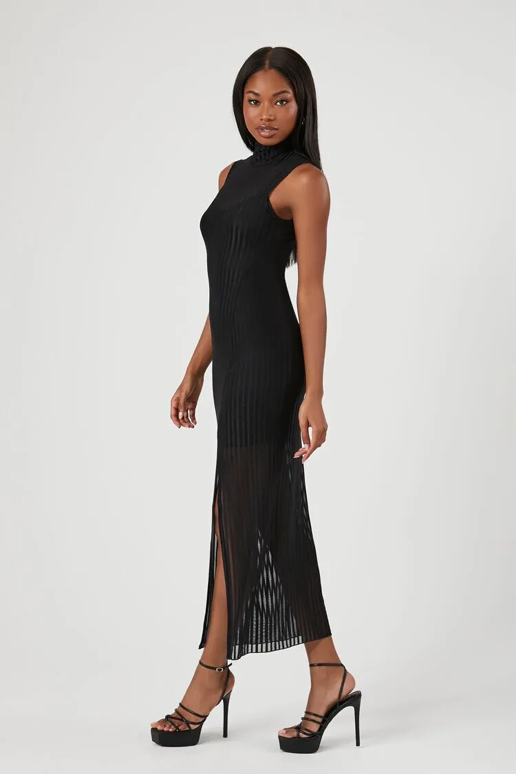 Mesh Turtleneck Maxi Dress