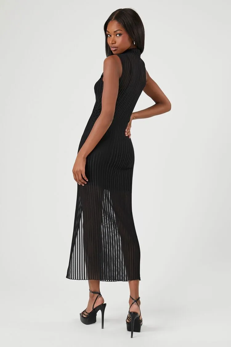 Mesh Turtleneck Maxi Dress