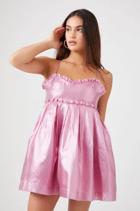 Metallic Bow Babydoll Dress