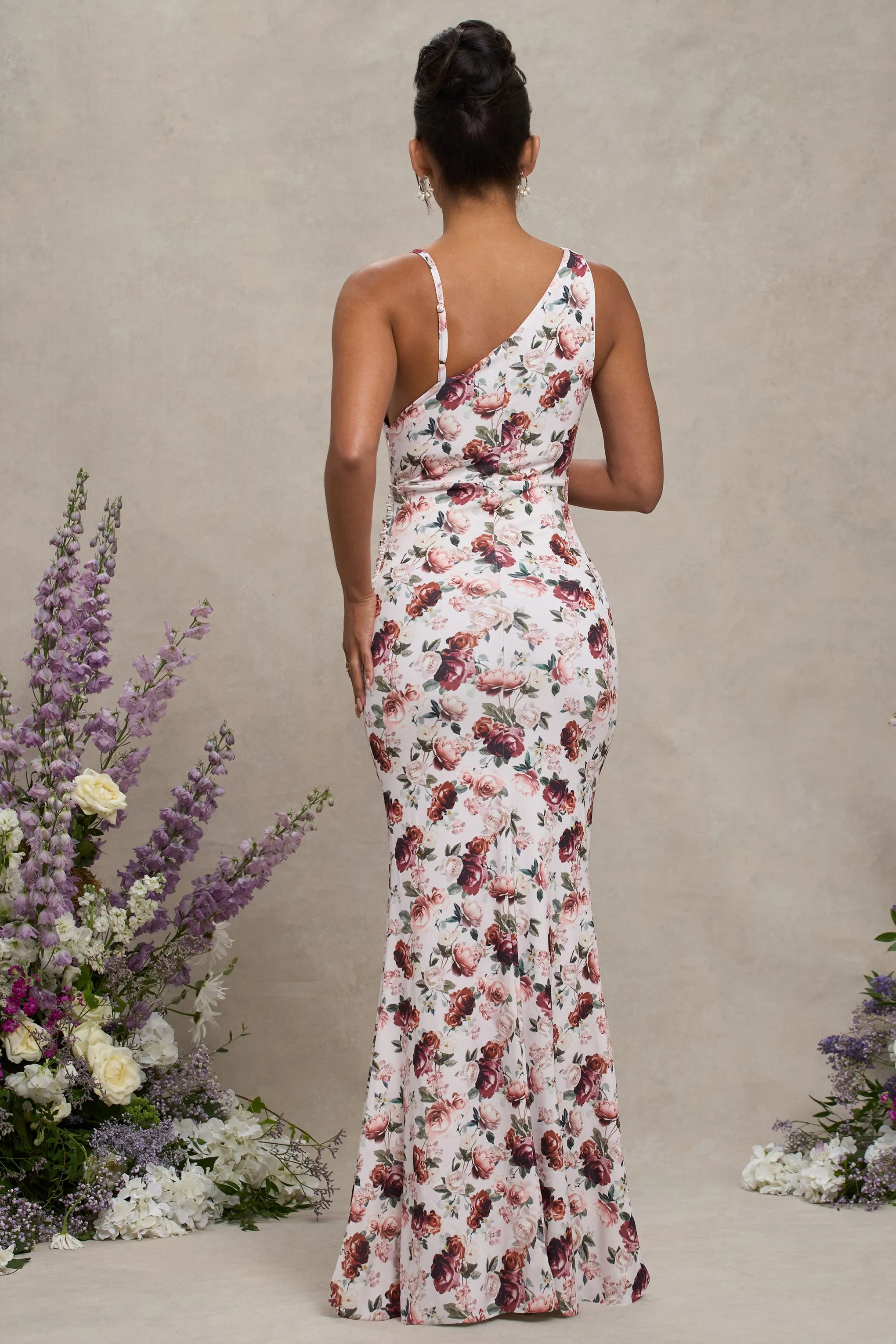 Phantasy | White Floral Maternity Cowl Neck Maxi Dress