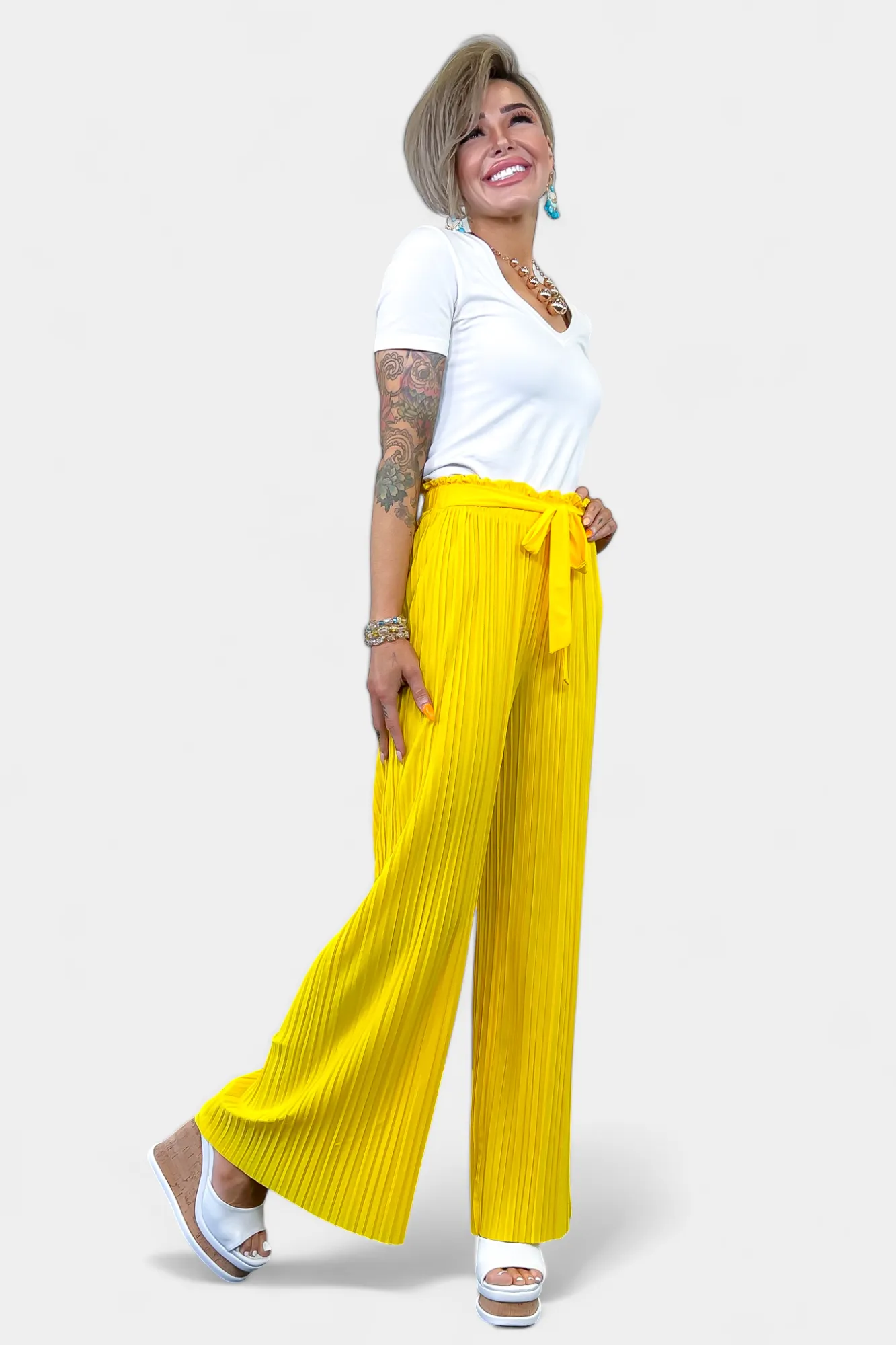 Pleated Wide Leg Pants