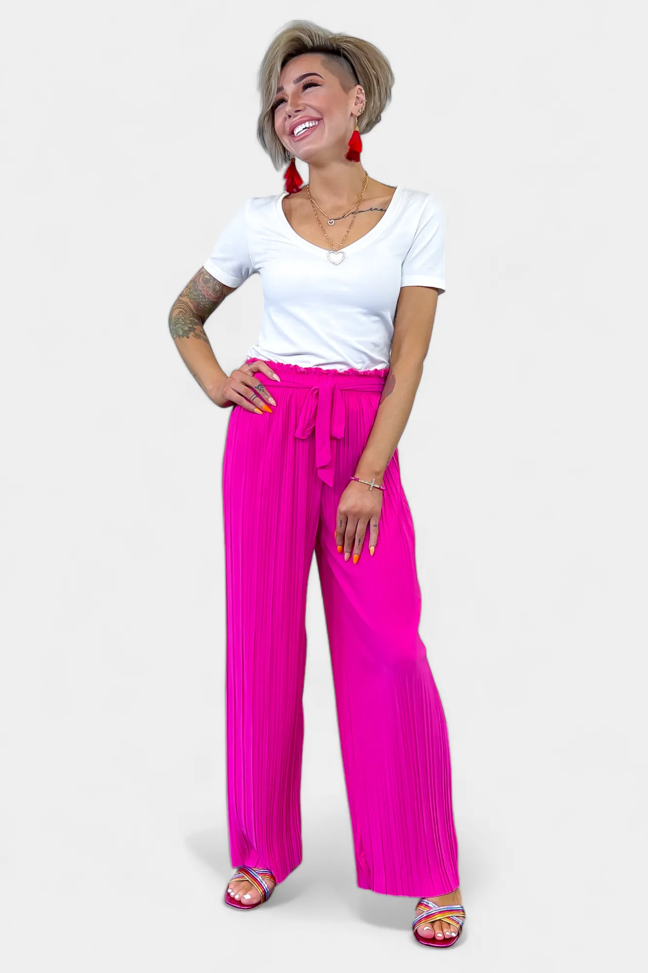 Pleated Wide Leg Pants