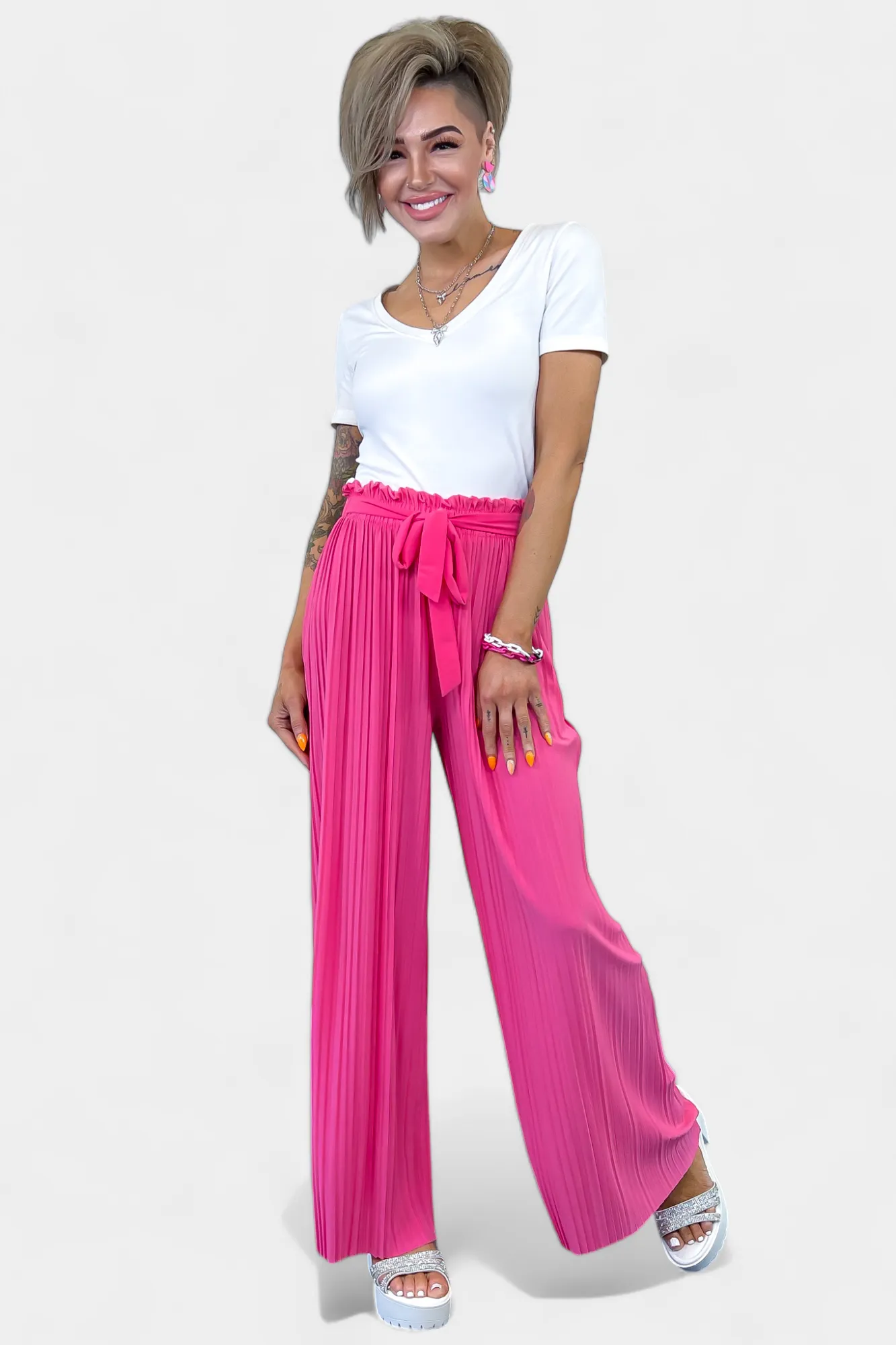 Pleated Wide Leg Pants