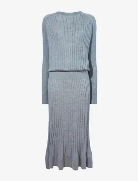 Proenza Schouler Eden Knit Dress in Superfine Merino Silk - Light Grey Melange