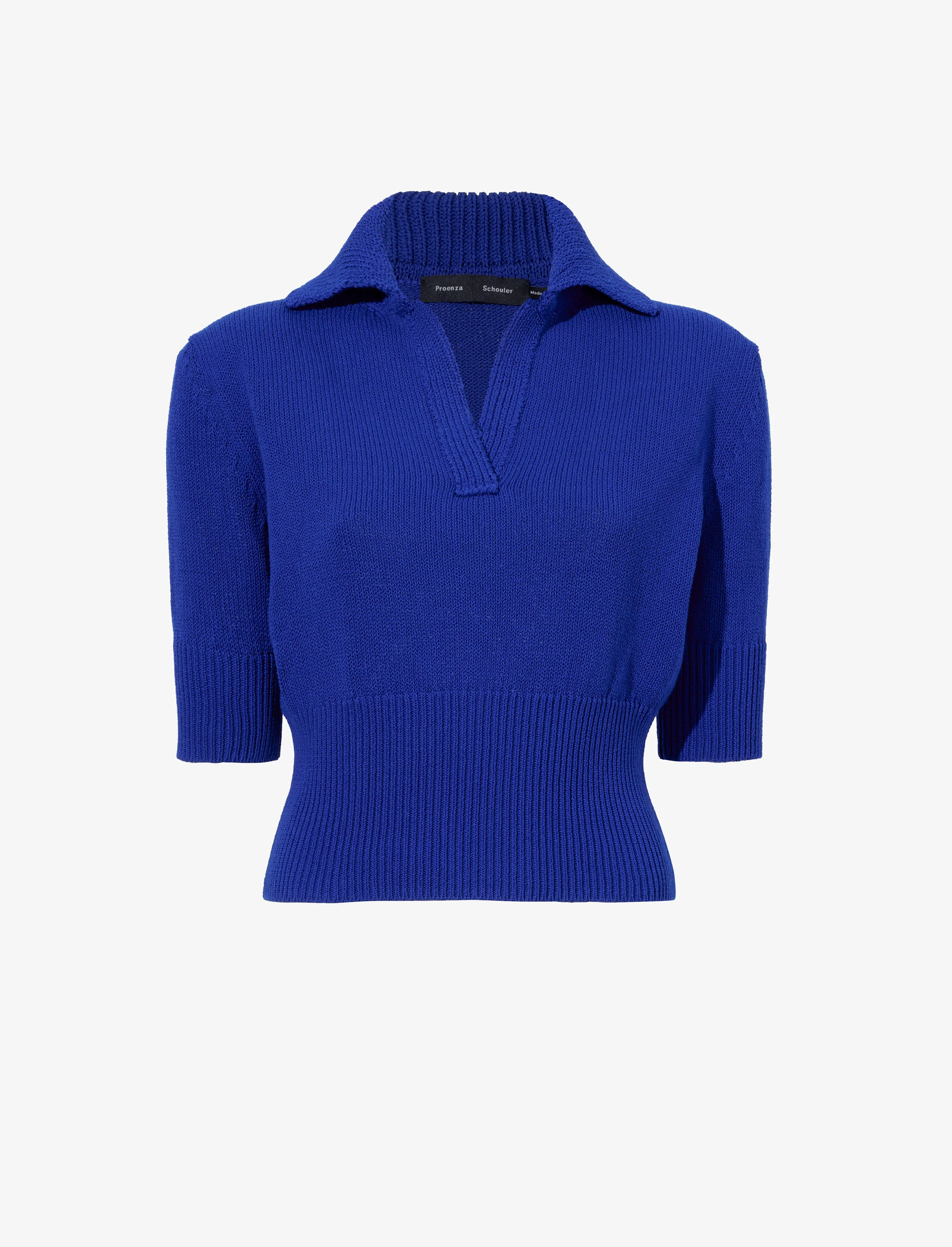 Proenza Schouler Reeve Polo in Cotton - Cobalt